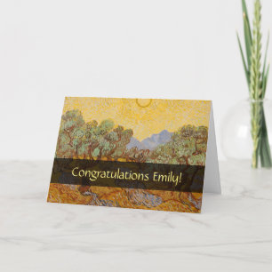 Van Gogh Olive Trees Yellow Sun Sky Card