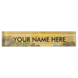 Van Gogh Olive Trees Yellow Sun Sky Nameplate