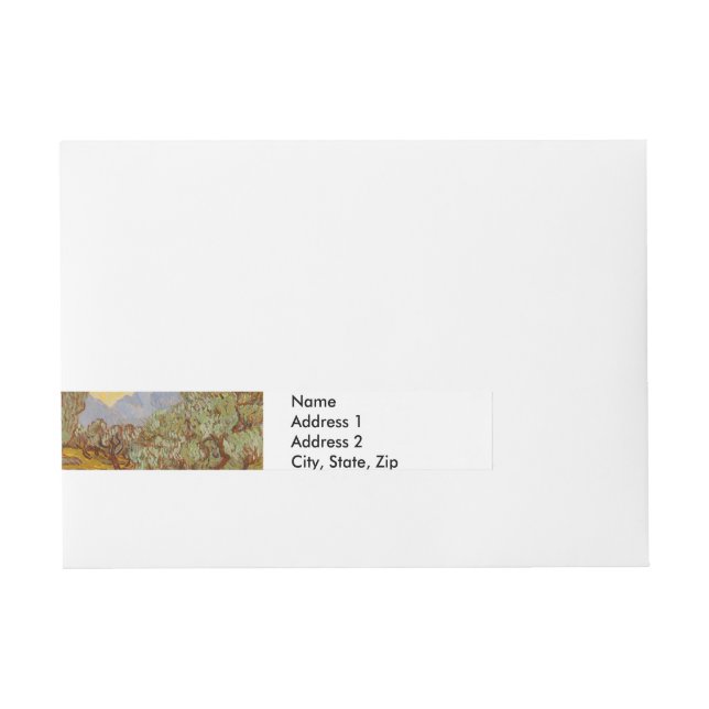 Van Gogh Olive Trees Yellow Sun Sky Wraparound Address Label (Front)
