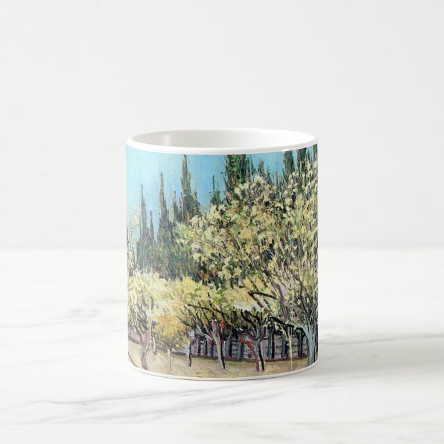 Van Gogh Orchard in Blossom, Bordered by Cypresses Coffee Mug (Center)