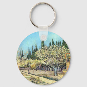 Van Gogh Orchard in Blossom, Bordered by Cypresses Keychain