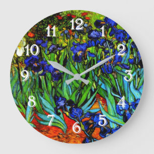 Van Gogh painting, Irises, Large Clock