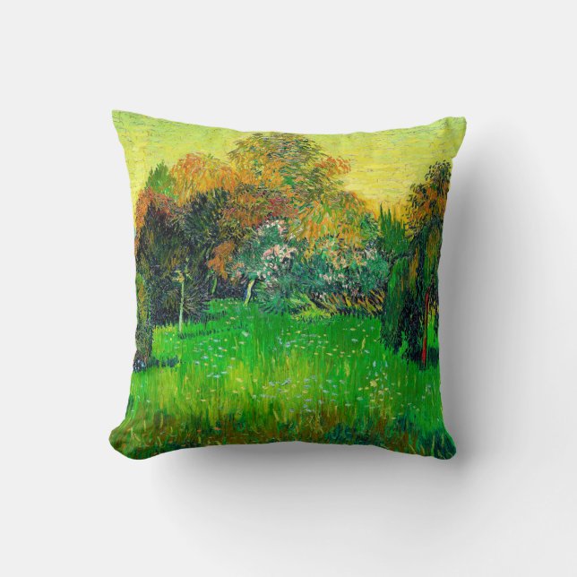 Van Gogh painting, The Poet's Garden Throw Pillow (Front)