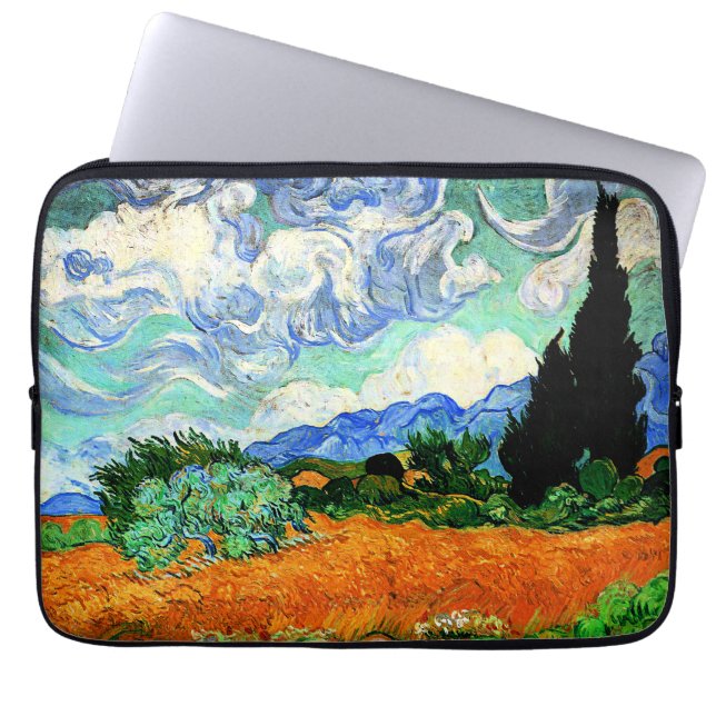 Van Gogh painting, Wheatfield with Cypress Tree   Laptop Sleeve (Front)