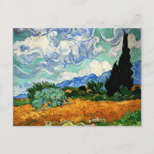 Van Gogh painting, Wheatfield with Cypress Tree Postcard