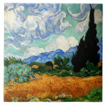 Van Gogh painting, Wheatfield with Cypress Tree Tile<br><div class="desc">Wheatfield with Cypress Tree,  famous painting by Vincent van Gogh</div>