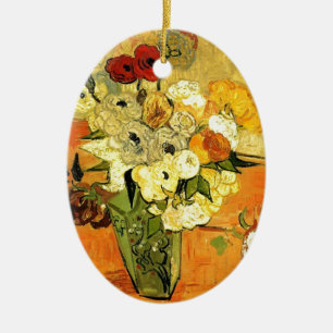 Van Gogh Painting Whimsical Blossoms Flowers Vines Ceramic Ornament