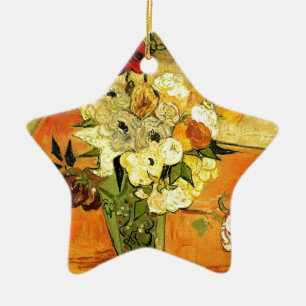 Van Gogh Painting Whimsical Blossoms Flowers Vines Ceramic Ornament