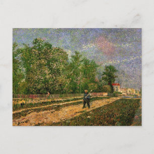 Van Gogh, Paris: Road with Peasant, Vintage Art Postcard