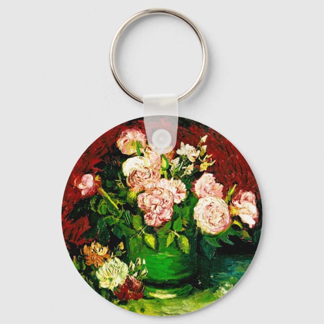 Van Gogh Peonies and Roses Keychain (Front)
