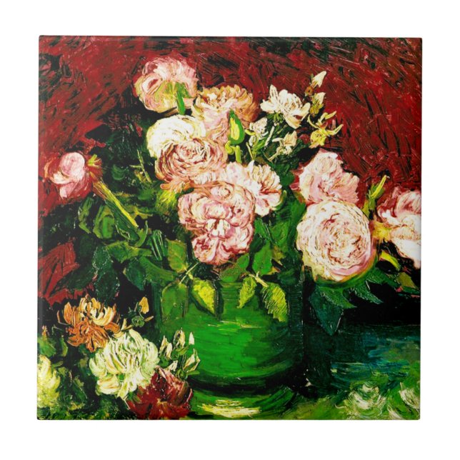Van Gogh Peonies and Roses Tile (Front)