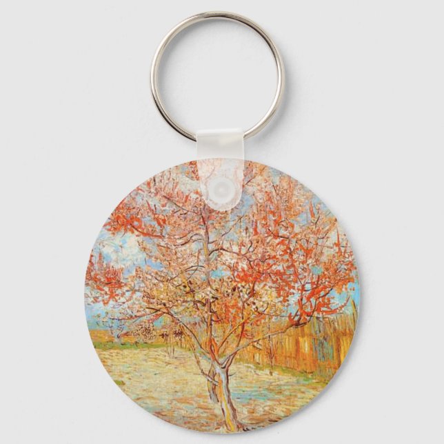 Van Gogh Pink Peach Tree in Blossom Key Chain (Front)