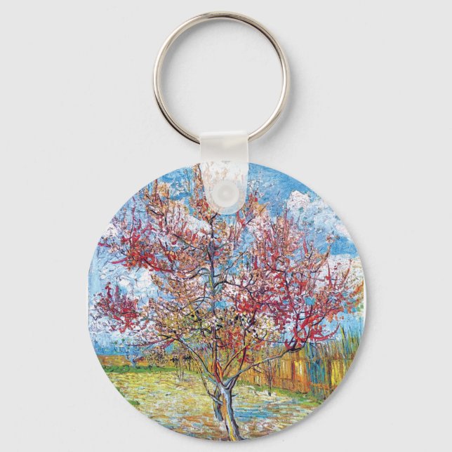 Van Gogh - Pink Peach Trees Keychain (Front)