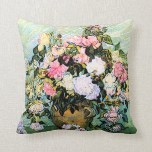 Van Gogh Pink Roses Pillow