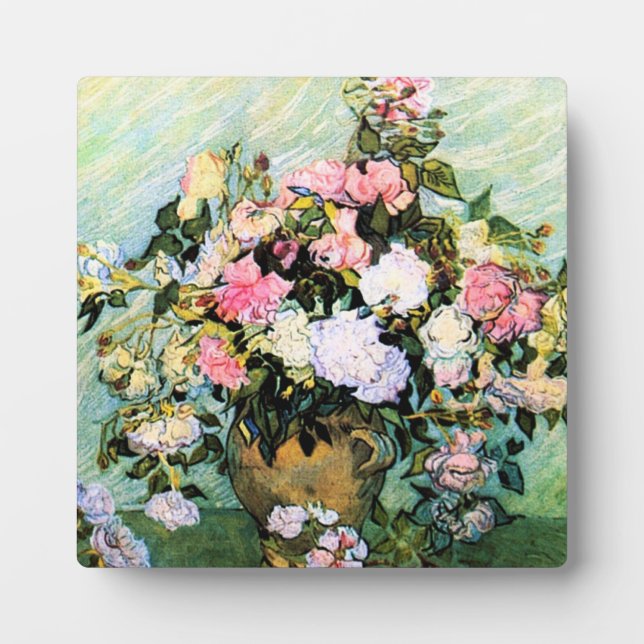 Van Gogh Pink Roses Plaque (Front)