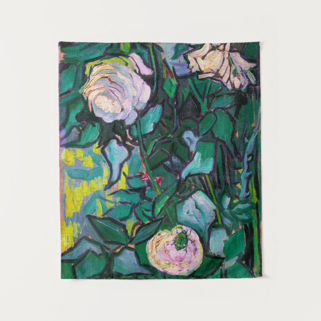 Van Gogh Pink Roses Tapestry (Front)