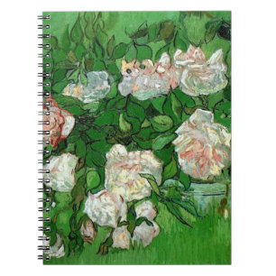 Van Gogh Pink Roses, Vintage Garden Fine Art Notebook