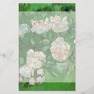 Van Gogh Pink Roses, Vintage Garden Fine Art Stationery