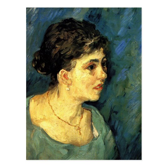 Van Gogh, Portrait of Woman in Blue, Vintage Art Postcard