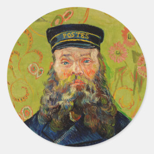 Van Gogh Postman. Portrait impressionism art Classic Round Sticker
