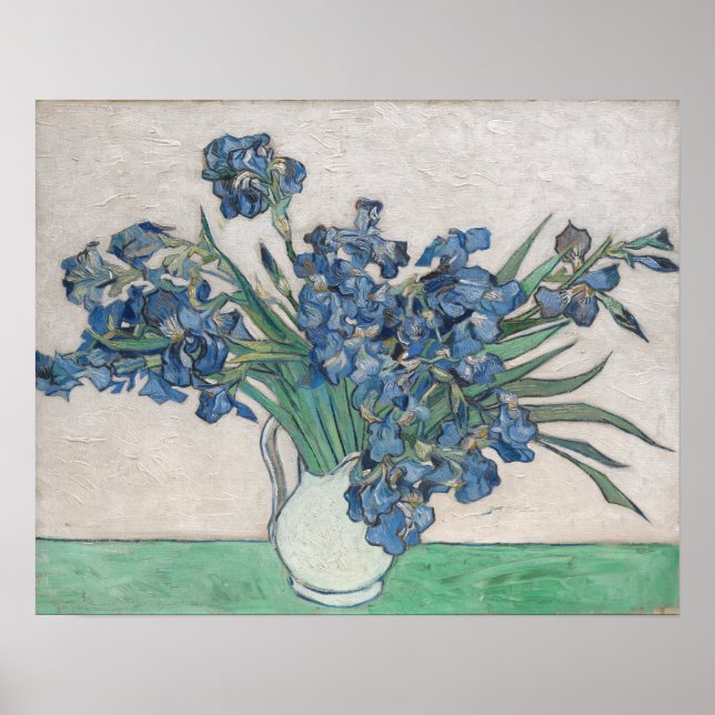 Van Gogh Purple Irises Vase Floral Painting Poster (Front)
