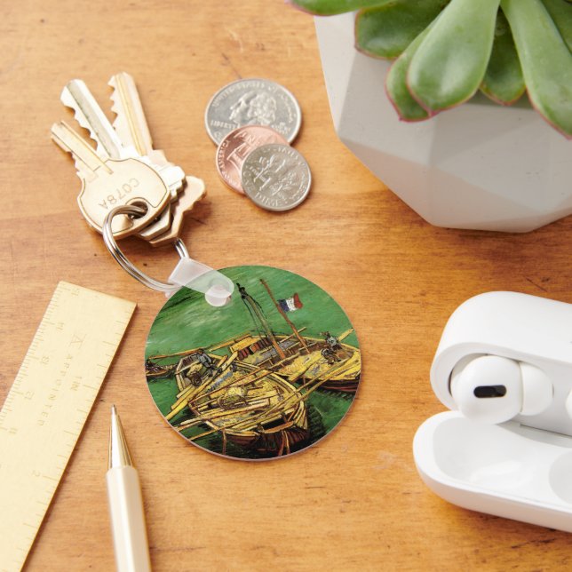 Van Gogh Quay with Men Unloading Sand Barges Keychain (Desk)