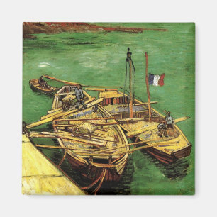 Van Gogh Quay with Men Unloading Sand Barges Magnet
