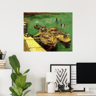 Van Gogh Quay with Men Unloading Sand Barges Poster