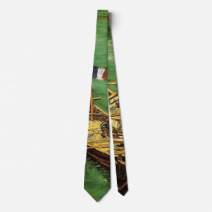 Van Gogh Quay with Men Unloading Sand Barges Tie