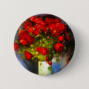 Van Gogh Red Poppies 2 Inch Round Button