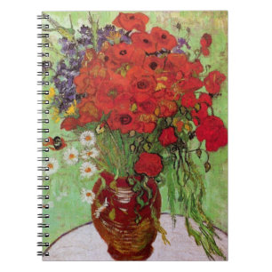 Van Gogh Red Poppies and Daisies, Fine Art Flowers Notebook