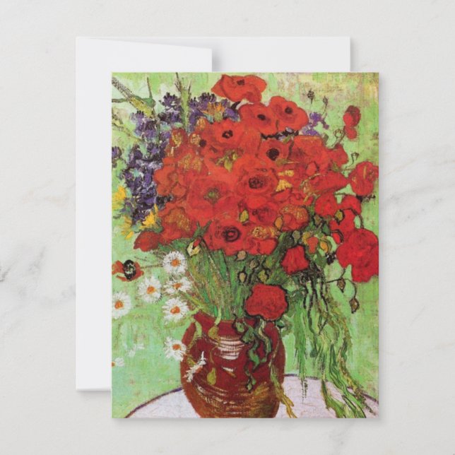 Van Gogh Red Poppies and Daisies Invitations (Front)