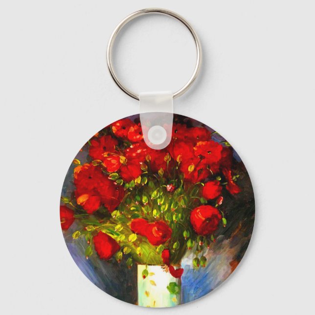 Van Gogh Red Poppies Keychain (Front)