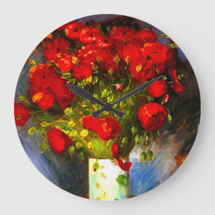 Van Gogh Red Poppies Large Clock