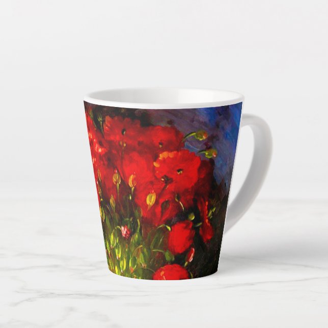 Van Gogh Red Poppies Latte Mug (Right Angle)