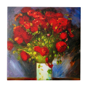 Van Gogh Red Poppies Tile
