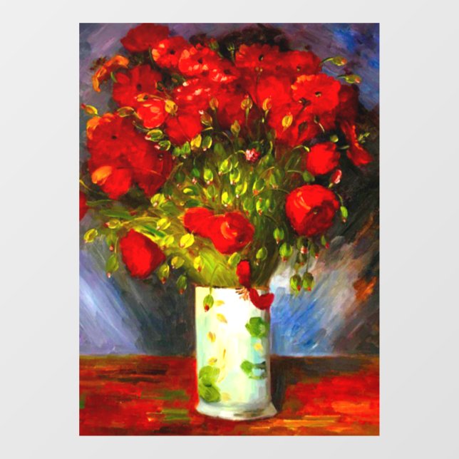 Van Gogh Red Poppies Window Cling (Sheet)