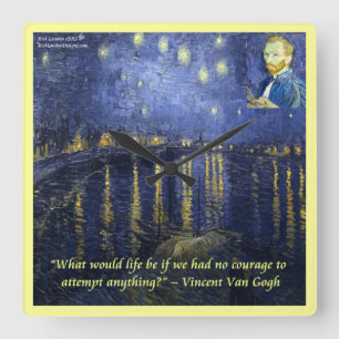 Van Gogh Rhone Starry Night & Quote Wall Clock