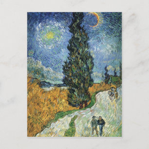 Van Gogh Road Avec Cyprès Carte Postale