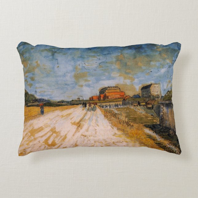 Van Gogh Road Running Beside the Paris Ramparts Accent Pillow (Front)