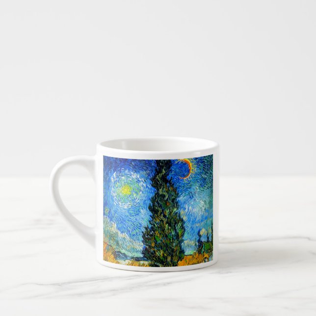 Van Gogh Road with Cypress and Star Espresso Cup (Left)