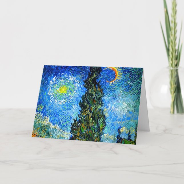 Van Gogh Road with Cypress and Star Invitation (Front)