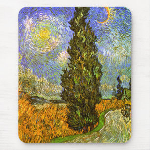 Van Gogh: Road with Cypress and Star Mouse Pad