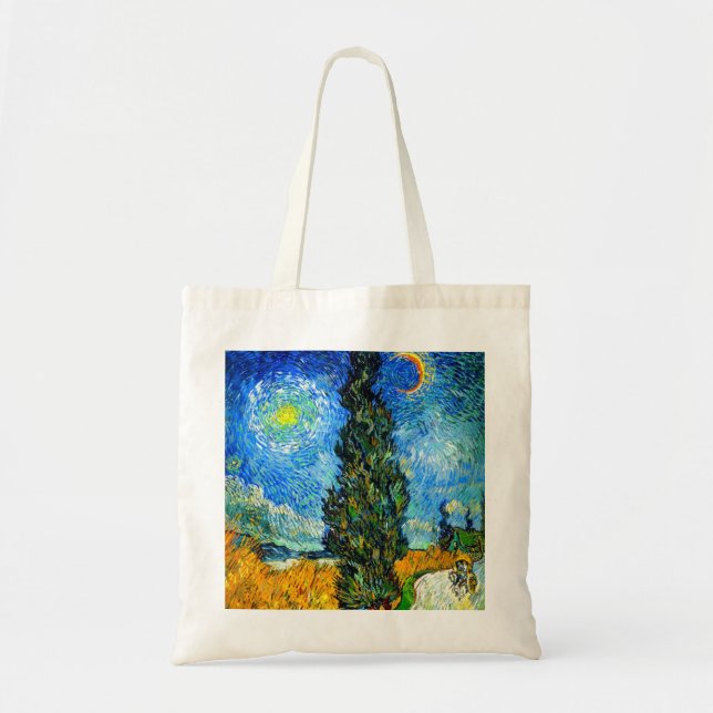Van Gogh Road with Cypress and Star Tote Bag (Front)