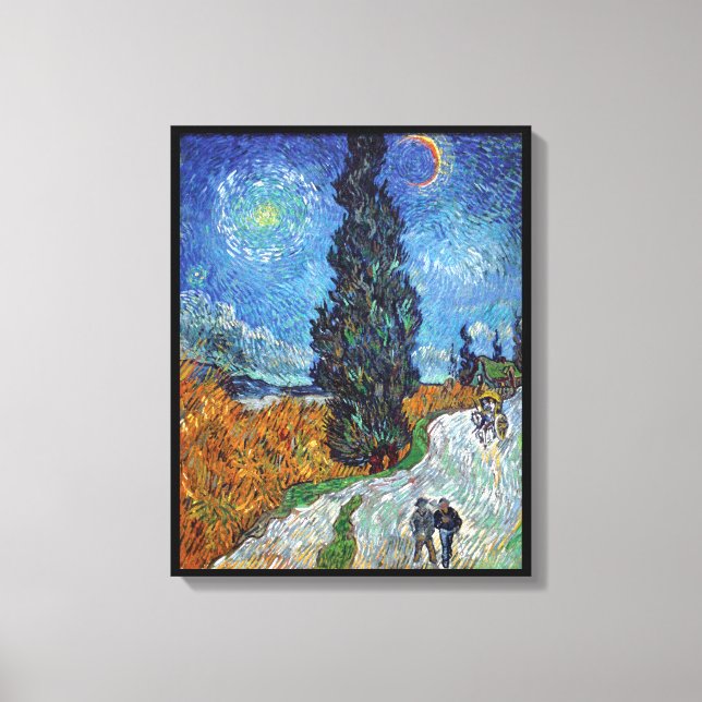 Van Gogh - Road With Cypresses Fine Art Canvas Print (Front)