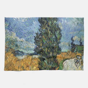 Van Gogh Road With Cypresses Impressionism Kitchen Towel