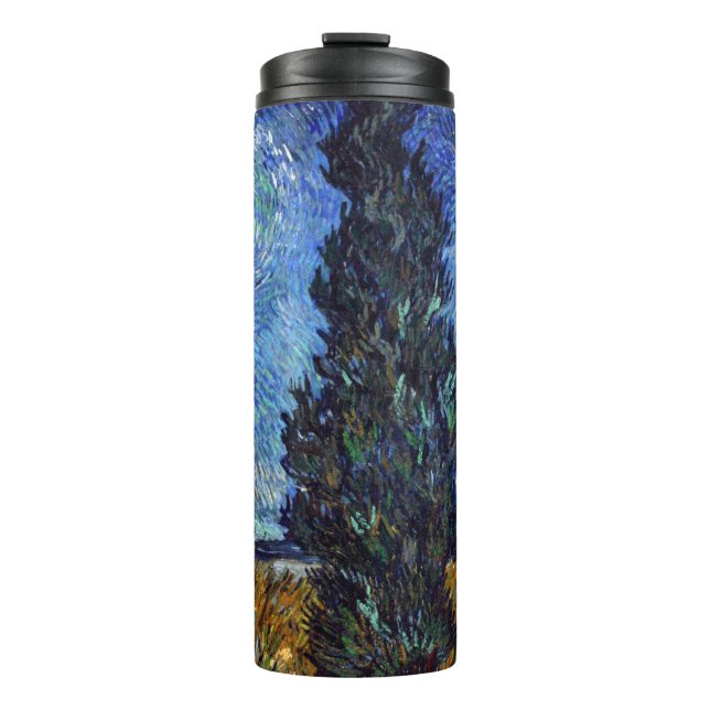 Van Gogh Road With Cypresses Impressionism Thermal Tumbler (Front)