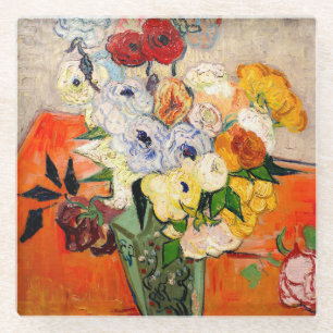 Van Gogh Roses and Anemones Glass Coaster