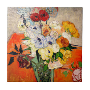 Van Gogh Roses and Anemones Tile