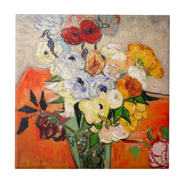 Van Gogh Roses and Anemones Tile (Front)